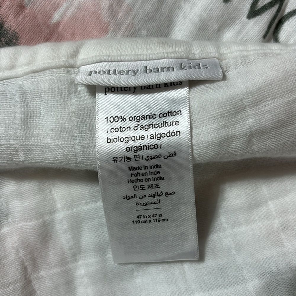 Pottery barn kids baby month tracker blanket floral gauzy 100% organic cotton - Picture 3 of 3